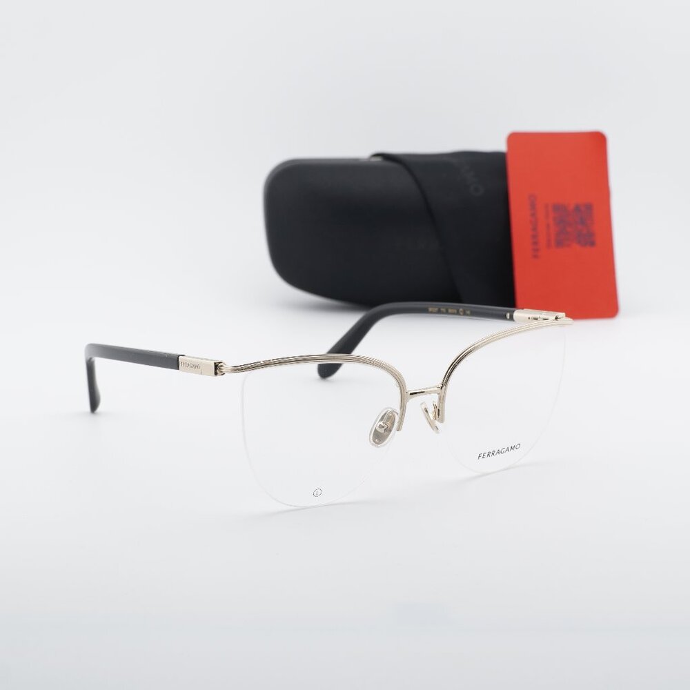 Salvatore Ferragamo SF2227 710 Cat Eye Eyeglasses 56mm – Gold/Black